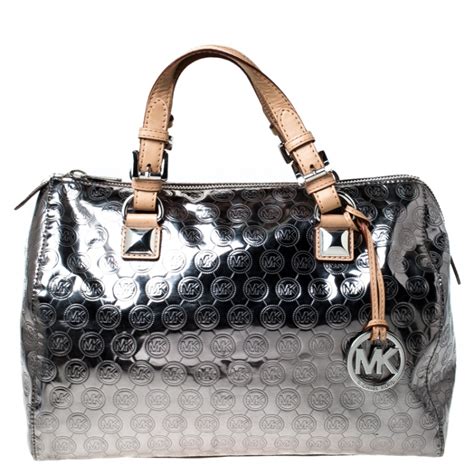 michael kors metallic women& 39|Michael Kors silver purses.